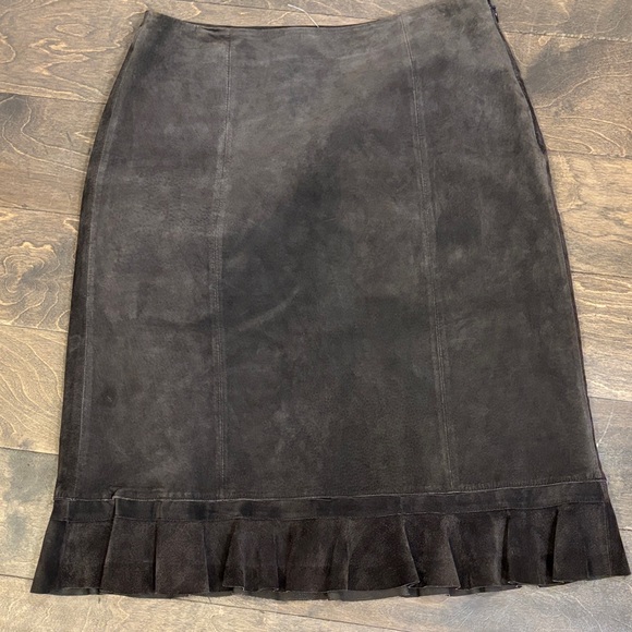 Ann Taylor Black Suede Midi Skirt - Picture 1 of 5